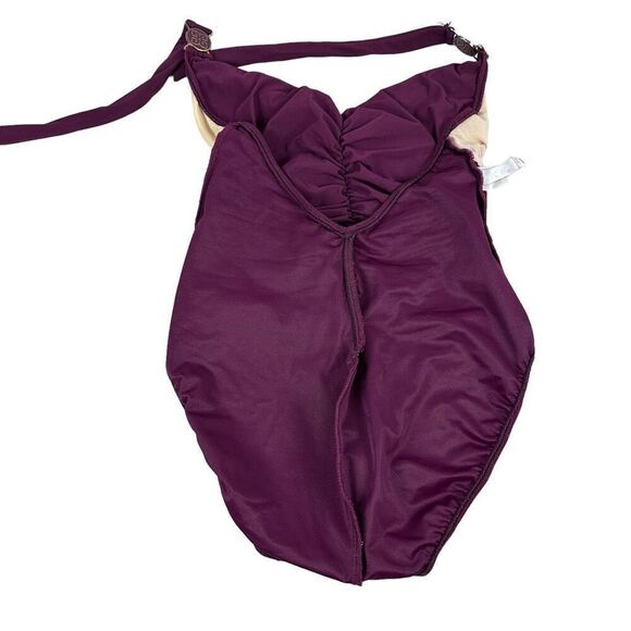 MagicSuit Burgundy Ruched Halter One Piece Swimsuit - Picture 4 of 7